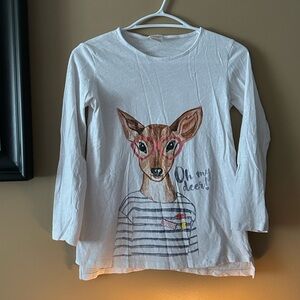 Kids White Deer Graphic Long Sleeve Shirt